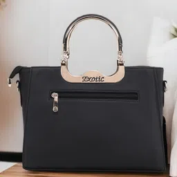 Exotic Black Structured Handheld Bag image 3