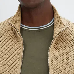 Fred Perry Men Self Design Front Open Ribbed Sweatshirt image 3