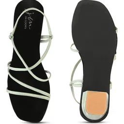 JM Looks Strappy Open Toe Block Heels With Backstrap image 3