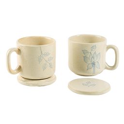 ellementry Cream-Coloured Set Of 2 Ethnic Motifs Printed Ceramic Mug Set with Lid image 4
