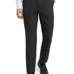 Park Avenue Grey Polyester Regular Fit Solid Trousers-image-75