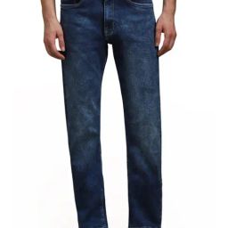 Louis Philippe Navy Cotton Regular Fit Jeans-picture-4