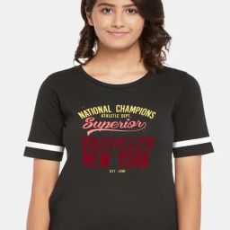 Ajile by Pantaloons Black Cotton Graphic Print T-Shirt-picture-35