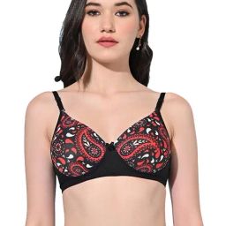 FIMS Black Printed Bra-42