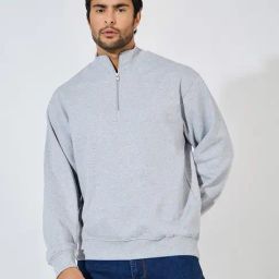 Styli Grey Relaxed Fit Solid Sweatshirt-image-84