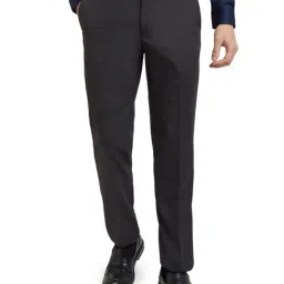 Park Avenue Grey Polyester Regular Fit Solid Trousers-image-76