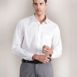 Cantabil White Cotton Regular Fit Shirt-image-65