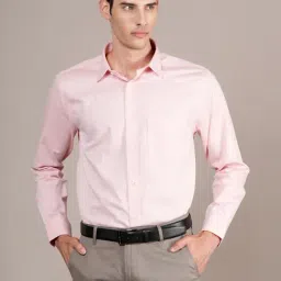 Cantabil Pink Cotton Regular Fit Striped Shirt-image-72