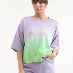 United Colors of Benetton Green & Purple Cotton Tie-Dye Top-image-31