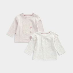mothercare Girls Pack Of 2 Graphic Printed Applique Pure Cotton T-shirt-image-98