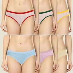 AROUSY Blue & Yellow Polka Dots Hipster Panties - Pack Of 6-image-14