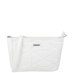 Metro White Synthetic Textured Sling Handbag-image-83