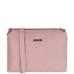 Metro Pink Synthetic Textured Sling Handbag-18