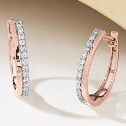 Twin Strand 18 kt Rose Gold Stud Diamond Earring for Woman-image-3
