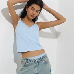 Superstar by Westside Blue Lace Cotton-Blend Camisole - Pack of 2-image-36