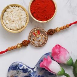 eCraftIndia Lord Ganesha & Rudraksha Rakhi with Roli Chawal Pack for Bhai-image-39