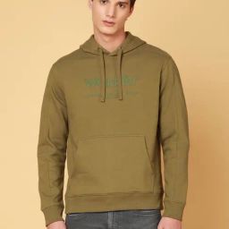 Wrangler Olive Regular Fit Logo Print Hooded Sweatshirt-picture-4