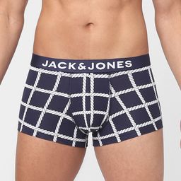 Jack & Jones Men Navy Blue & White Checked Cotton Short Trunk 116800101-picture-22