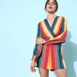 Style Quotient Multicolor Striped Playsuit-image-5