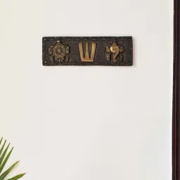 ExclusiveLane Gold Brass Shankh Balaji Hand-Etched Wall D cor Hanging-26