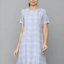 Allen Solly White & Purple Chequered A-Line Dress-picture-12