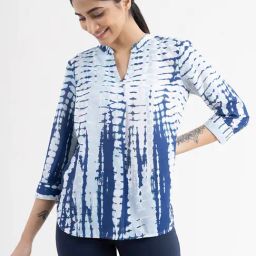 Fablestreet White & Navy Tie - Dye Top-image-41