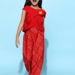 Tales & Stories Kids Red Embellished Top Set-image-14