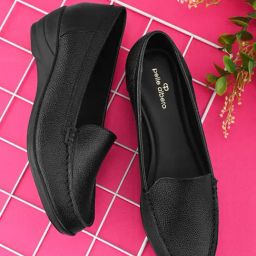 Pelle Albero Women's Black Casual Loafers-image-57