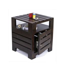 Ikiriya Harvey Solid Dark Brown Wood End Table Mahogany Finish-image-86