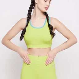 Clovia Neon Green Full Coverage Sports Bra-image-52