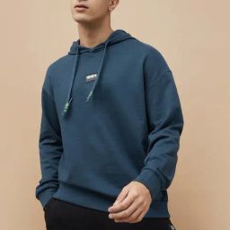 Smileyworld Navy Cotton Loose Fit Printed Hooded Sweatshirt-picture-44