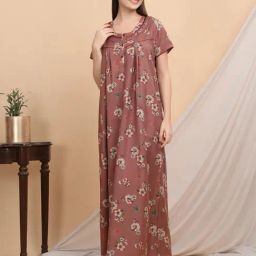 Sweet Dreams Pink Viscose Blend Regular Fit Night Dress-image-119