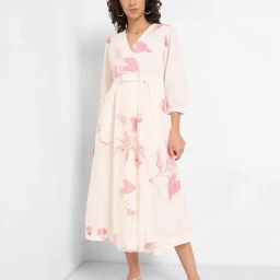 Akkriti By Pantaloons Pink Cotton Regular Fit Floral Print Dress-image-15