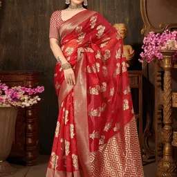 Aagiri Woven Design Zari Organza Banarasi Saree-57