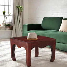 Ikiriya Red Square Shaped Honey Finish Sheesham Wooden Contemporary Coffee Table-7