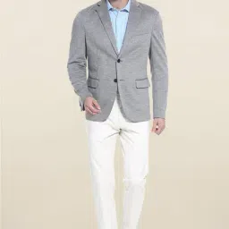 Basics Grey Slim Fit Casual Blazer-image-65