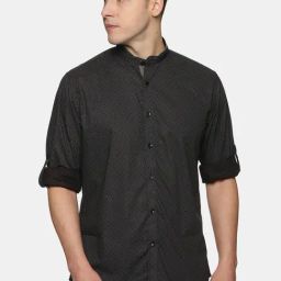 Don Vino Black Slim Fit Printed Shirt-image-93