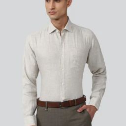 Van Heusen Grey Linen Regular Fit Texture Shirt-image-52