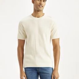 Levi's Beige Cotton Slim Fit Texture T-Shirt-image-101
