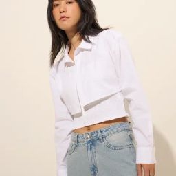 Nuon by Westside White Cotton Shirt With Smocked Top-image-94