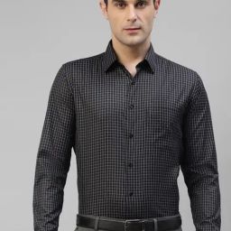 English Navy Black Blended Slim Fit Formal Shirt-picture-18