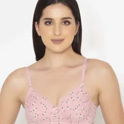 Clovia Pink Cotton Printed T-Shirt Bra-picture-38