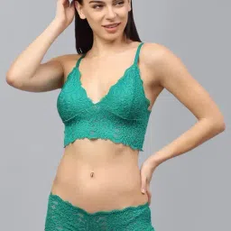 AROUSY Green Self Pattern Bra Panty Set-picture-32