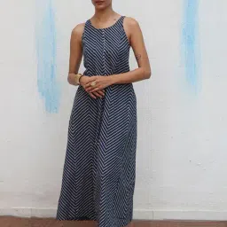 Chidiyaa Flower Girl Aab-e-gul Blockprinted Cotton Dress-image-55