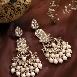 Priyaasi Pearl Kundan Gold Plated Earrings-21