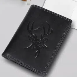 SASSORA Black ARLO Textured Small Leather Bi-Fold Wallet-image-68