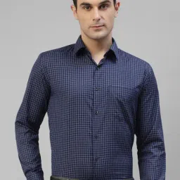 English Navy Navy Blue Blended Slim Fit Formal Shirt-image-47