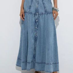 LOV by Westside Light Blue Mid-Rise Denim Skirt-image-69
