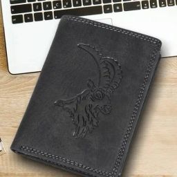 SASSORA Black ARLO Textured Small Leather Bi-Fold Wallet-16