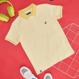 Pantaloons Junior Kids Primrose Yellow Cotton Self Pattern Polo T-Shirt-image-36